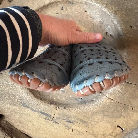 Spring Step Fusilade blue leather cutout mules slip-on shoes women's 38 / 7.5–8 - Picture 3 of 8